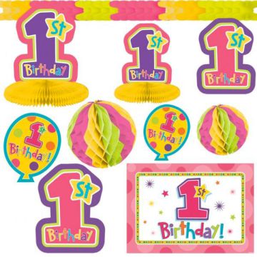 KIT DECORATIVO 1° COMPLEANNO GIRL PZ.10