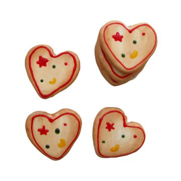 Decorazioni albero cuore pz.6, Decorazioni simili ai biscotti di pan di zenzero con cordoncino per appendere. Misurano circa 5 cm  Color biscotto