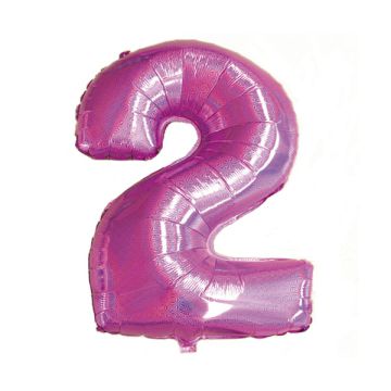 PALLONCINO NUMERO 2 GLITTER FUXIA PZ.1