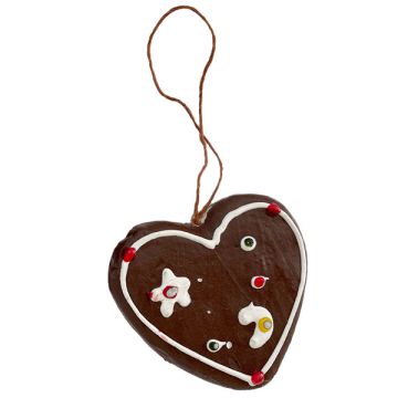 Decorazioni albero cuore pz.6, Decorazioni simili ai biscotti di pan di zenzero con cordoncino per appendere. Misurano circa 5 cm  Color cioccolato