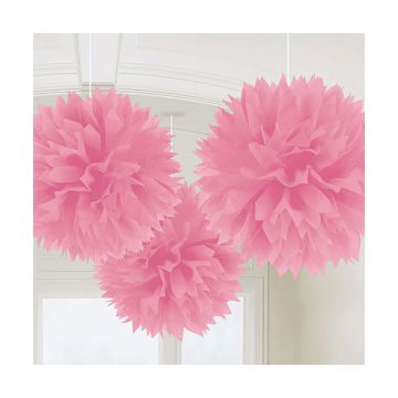 DECORAZIONE POM POM ROSA LIGHT PZ.3