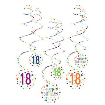 Decorazione Spirale Confetti 18 Pz.6 6 Decorazioni Spirale 18 Confetti Birthday Carta 61 Cm