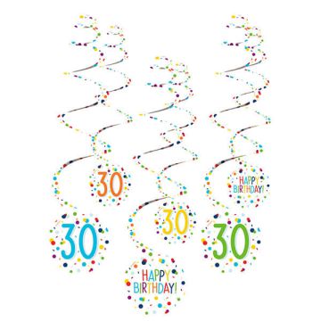 Decorazione Spirale Confetti 30 Pz.6 6 Decorazioni Spirale 30 Confetti Birthday Carta 61 Cm