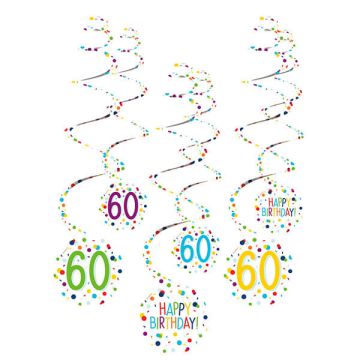 Decorazione Spirale Confetti 60 Pz.6 6 Decorazioni Spirale 60 Confetti Birthday Carta 61 Cm