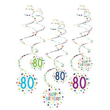 Decorazione Spirale Confetti 80 Pz.6 6 Decorazioni Spirale 80 Confetti Birthday Carta 61 Cm