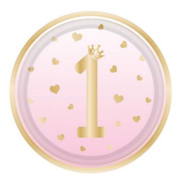 Piatti 1 Compleanno Pink Ombre Pz.8