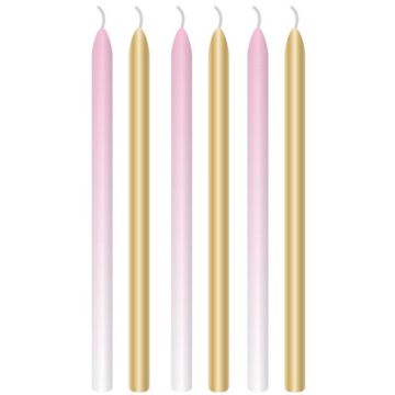 Candeline compleanno rosa e oro pz.6