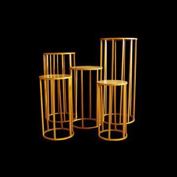 Tris tavoli esagonali in metallo oro cm. 90x40 - 75x36 - 55x28