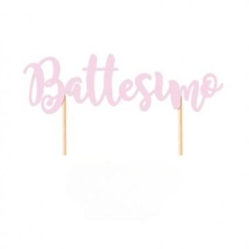 Cake Topper Battesimo Rosa Pz.1