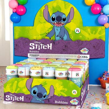 Bolle di sapone Disney con il simpatico Stitch, perfette come gadget per compleanni ed eventi a tema.