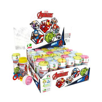 Bolle di sapone Avengers con i principali supereroi Marvel, perfette per feste cariche di energia e azione.