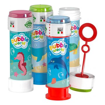 Bolle di sapone con simpatici animali marini, perfette per eventi estivi, giochi all'aperto e gadget tematici.