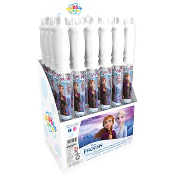 Spada bolle di sapone Frozen con impugnatura tematizzata, perfetta per eventi invernali e giochi da regina.