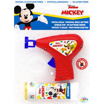 Pistola bolle Topolino Disney con grafica classica, ideale per giochi dinamici durante party per bambini.