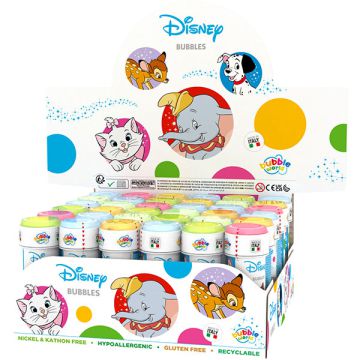 Bolle di sapone con soggetti Disney classici assortiti, perfette per eventi eleganti e feste nostalgiche.