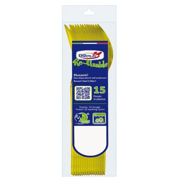 Cucchiai Giallo Riutilizzabili Pz.15