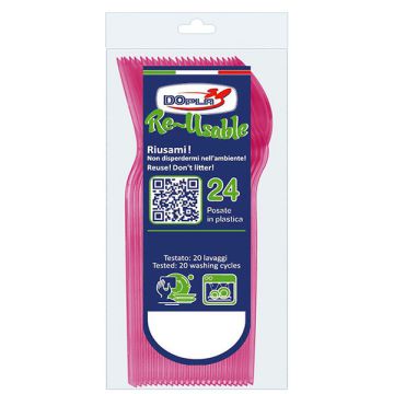 Cucchiaini Fuxia Riutilizzabili Pz.24