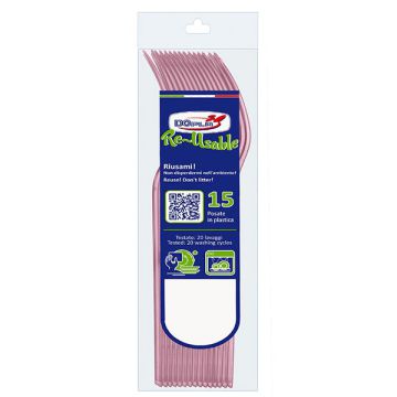Forchette Rosa Riutilizzabili Pz.15