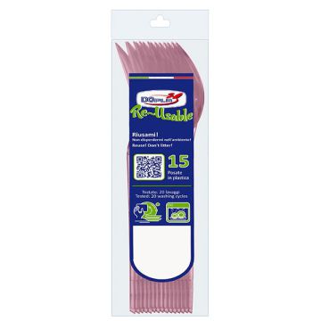 Cucchiai Rosa Riutilizzabili Pz.15