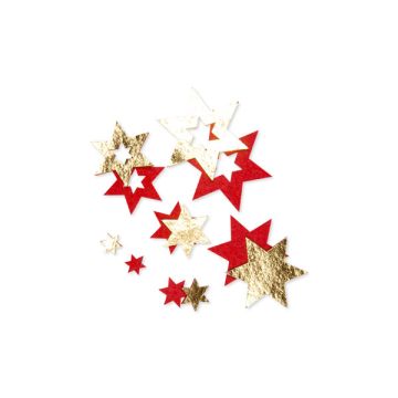 STELLE IN FELTRO ROSSE E ORO PZ.12