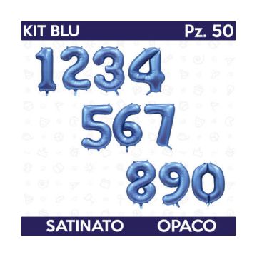 KIT PZ.50 NUMERI BLU SATIN CM.86 - 0-9