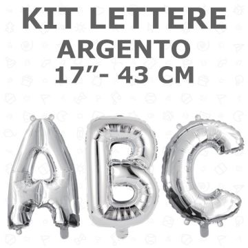 KIT PALLONCINI LETTERE ARGENTO PZ.260