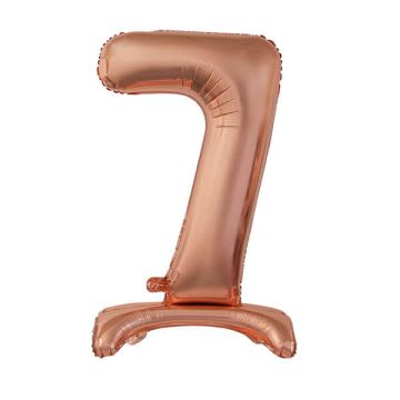Palloncino Numero (7) Rose Gold Pz.1 30" Cm.76 - Self Standing - Gonfiaggio Ad Aria