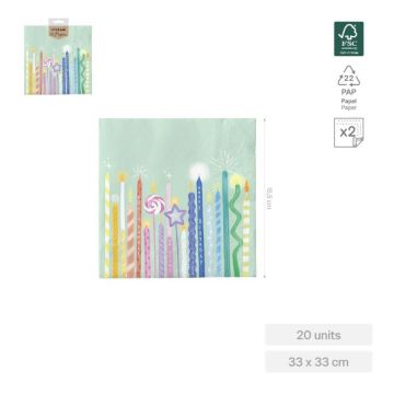 Tovaglioli Candeline 33x33 Cm Pz.20