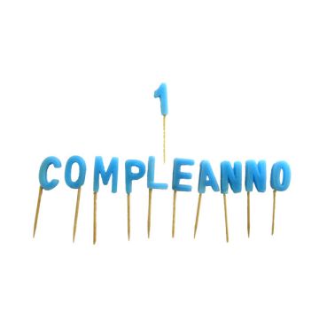CANDELINA 1° COMPLEANNO CELESTE PZ.1