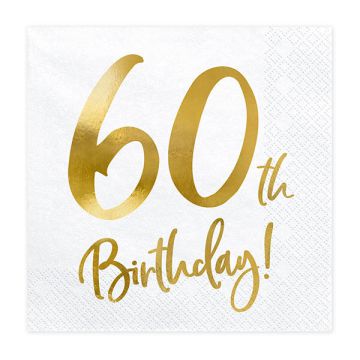 Tovaglioli 60 Anni Bianco E Oro Pz.20