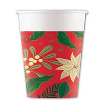 Bicchieri Natale Holly Poinsettia Pz.8
