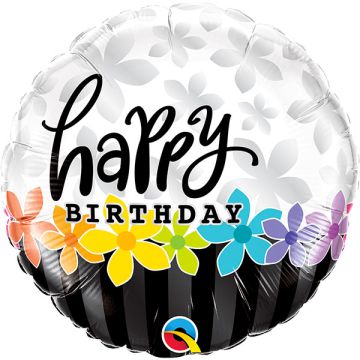 Palloncino Compleanno Fiori Pz.1 Mylar Tondo 18" Cm.45