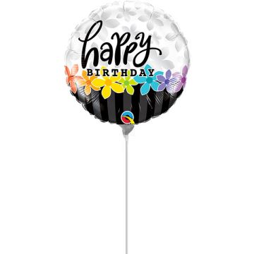 Palloncino Compleanno Fiori Pz.5 Mylar Mini 9" Cm.23 Da Saldare Esclusa Bacchetta