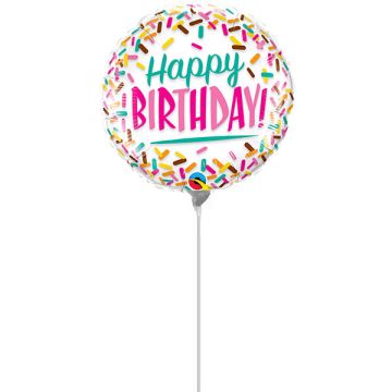 Palloncino Buon Compleanno Pz.5 Mylar Mini 9" Cm.23 Da Saldare Esclusa Bacchetta