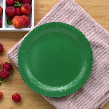 PIATTO IN CARTA CM 24 VERDE SCURO PZ.15