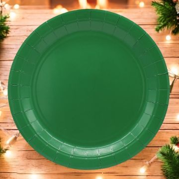 Piatto In Carta Cm 32 Verde Scuro Pz.8