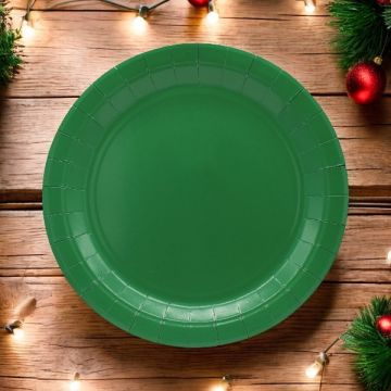 Piatto In Carta Cm 27 Verde Scuro Pz.15