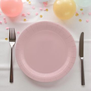 PIATTO IN CARTA CM 18 ROSATO PZ.15
