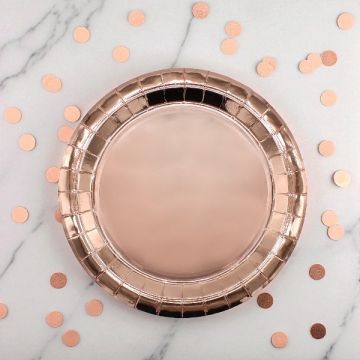 PIATTO CARTA CM 24 ROSA GOLD METAL PZ.15