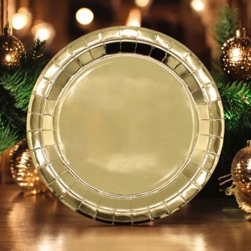 Piatto In Carta Cm 27 Oro Metal Pz.15