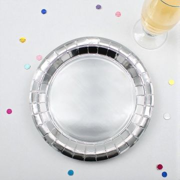 PIATTO IN CARTA CM 24 ARGENTO METAL PZ.1