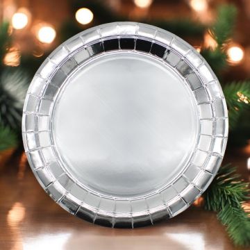 Piatto In Carta Cm27 Argento Metal Pz.15