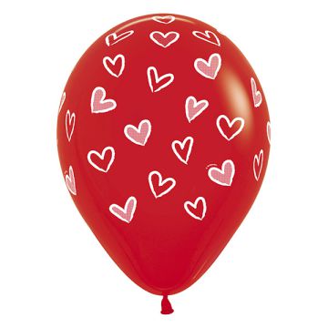 Palloncino Forever Hearts (12") Pz.50 Colore Standard Stampa Bianca  Cm.30
