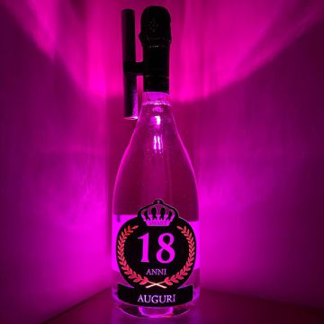 Bottiglia Luminosa 18 Anni Rosa con Fontana e Clip