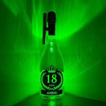 Bottiglia Luminosa Verde 18 Anni con Fontana e Clip