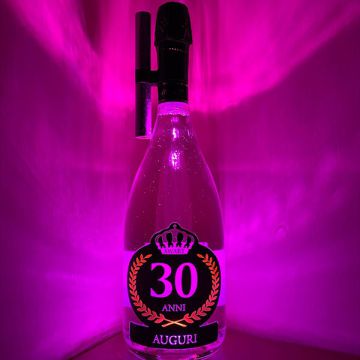 Bottiglia Luminosa Rosa 30 Anni con Clip e Fontana Scenografica