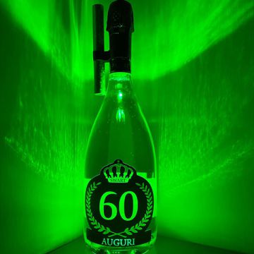 Bottiglia Luminosa Verde 60 Anni con Fontana e Clip Scenografica