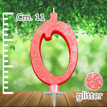CANDELINA NUMERO 0 ROSSA GLITTER PZ.1
