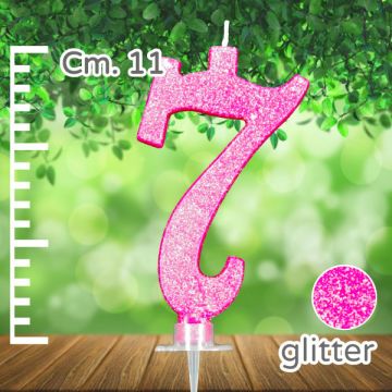 CANDELINA NUMERO 7 FUCSIA GLITTER PZ.1