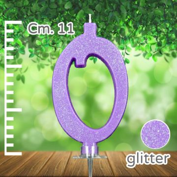 CANDELINA NUMERO 0 LILLA GLITTER PZ.1